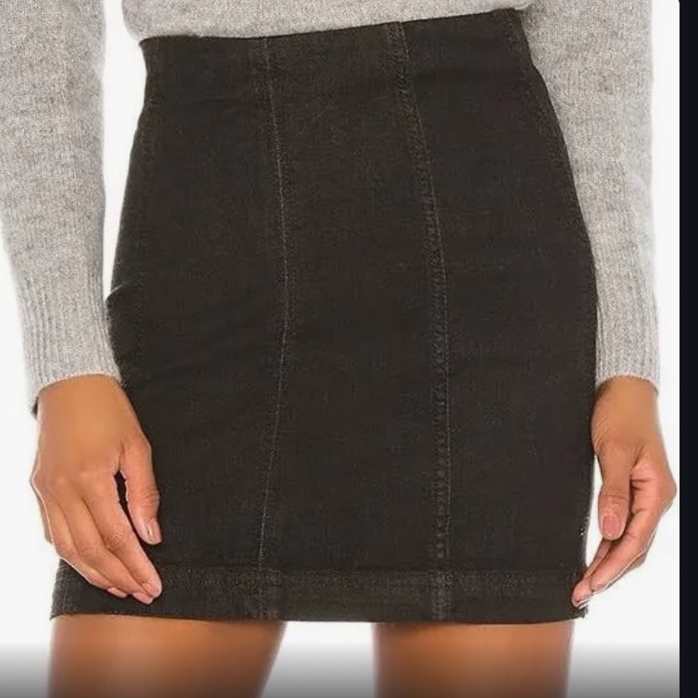 Free People Modern Femme black denim stretch mini skirt